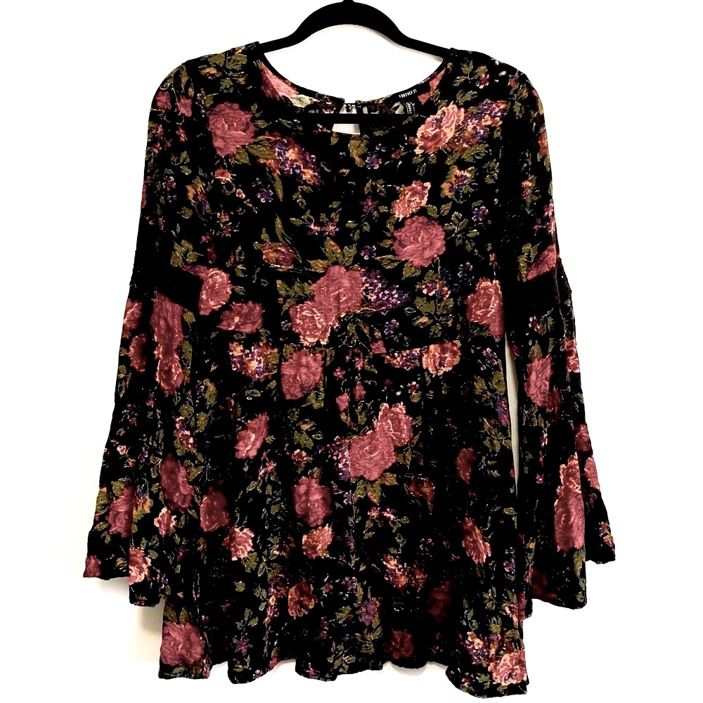 Forever 21 Floral Print Peasant Top